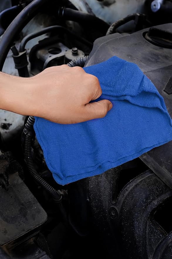 Cotton Shop Towels - Pack of 25 Cleaning Rags 12'' x 14'' - Super Soft and Absorbent Shop Rags for House - Multipurpose Cleaning Towels for Automobiles, Industries, Garage