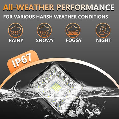 San Young LED Light Pods for Truck, 4 Inch 12V 24V LED Tractor Work Lights 120W 10000lm Fog Lights ATV UTV RV OTR Boat Golf Cart Off-Road Light Bar, 4 Pack Spot Beam