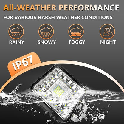 SAN YOUNG LED Light Pods, 120W 10000lm 12V 24V 4 Inch LED Work Lights for Truck Tractor ATV UTV RV Boat Pickup Golf Cart Snowblower Heavy Duty Equipment LED Off Road Driving Lights, 20 Cube