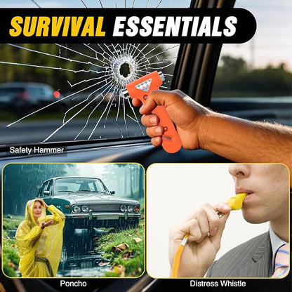 Nilight Car Emergency Kit with Jumper Cable, First Aid Kit Safety Assistance Tools for Travel Camping Outdoor Cars Truck SUV RV, Roadside Essentials with Flash Light