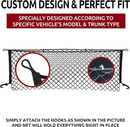 Envelope Style Automotive Elastic Trunk Mesh Cargo Net for Toyota 4Runner 3 Row Model Only 2010-2026 - Premium Trunk Organizer and Storage - Luggage Net for SUV - Best Car Organizer