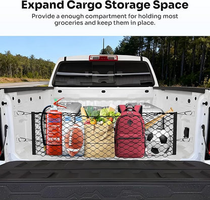 Canvcle Trunk Bed Cargo Net for 2023-2025 2026 Chevy Colorado & GMC Canyon Accessories Envelope Style Mesh Trunk Net Colorado Adjustable Elastic Nylon Rear Canyon Cargo Net with Hooks