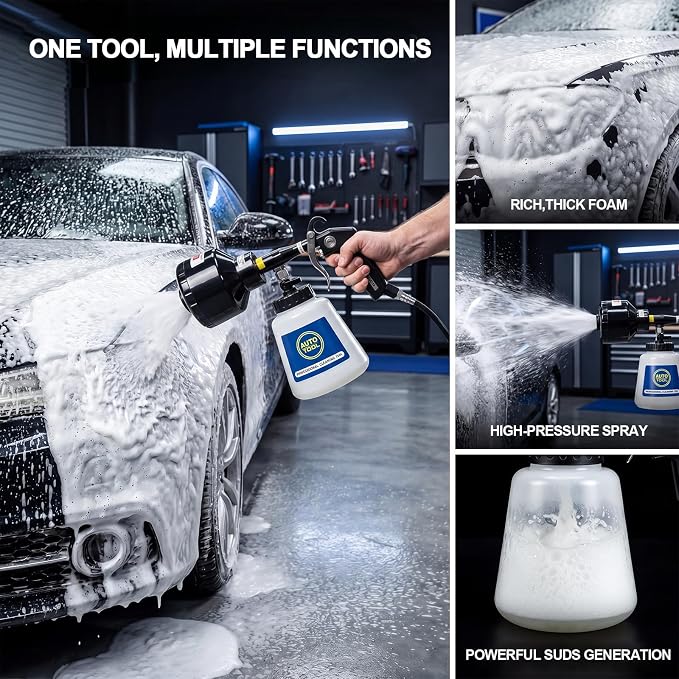Car Wash Foam Gun,Foam Cannon Car Wash Kit,Car Cleaning Gun, Adjustable Foam Sprayer with Large Capacity Reservoir,Professional Automotive Cleaning Tool Kit for Interior & Exterior Detailing Supplies.