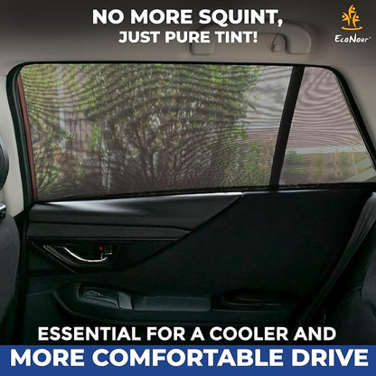 EcoNour Car Window Shades for Side Windows (Pack of 2) | Sun Shade for Car Heat and UV Protection | Adjustable Elastic Fabric Baby Car Shade | Rear Side Window Sun Shade Accessories (Large 21"x36")