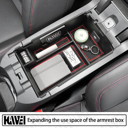 HGWEI Center Console Organizer Tray Compatible with Chevy Equinox 2018 2019 2020 2021 2023 2024 Accessories, Armrest Insert Secondary Storage Box (Not Fit 2025 2026) Red Trim