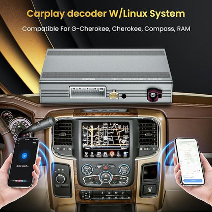 Linux Interface Box Carplay Adapter Retrofit Decoder Kit for Jeep Cherokee Compass RAM Wireless CarPlay Android Auto Fit for Original Car Radio Upgrade GPS Navigation