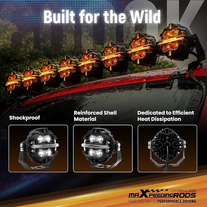 maXpeedingrods 3.5 Inch LED Off Road Lights 160W 19,200LM, Round Fog Lights with 7 RGB Colors, Side Shooter Light 270°Wide Range, LED Light Bar for SUV, Pickup, ATV, UTV, Truck, Motorcycle
