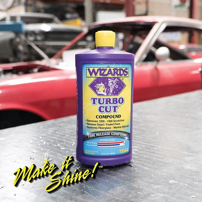 Wizards Turbo Cut Buffing Compound for Car Scratch Repair - 32 fl oz - Removes 1200-1500 Scratches - Rubbing Compound for Cars & Boats - Paint Restorer for Vehicles