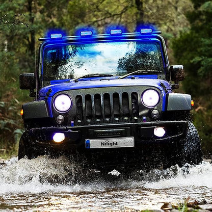 Nilight 6.5 inch LED Light Pod Blue Triple Row 2PCS 120W Flood Spot Combo Driving Fog Lights Fishing Hunting Emergency Safety Signal Deck Trailer Lighting for UTV Pick-up Van Boat Tractor