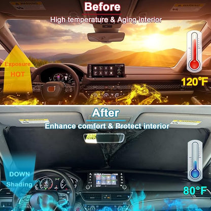 Premium Car Windshield Sun Shade for 2018-2022 Honda Accord Front Window Sun Visor Reflector 310T Thickened Blocks UV Rays Foldable Sunshade Car Interior Protection Accessories