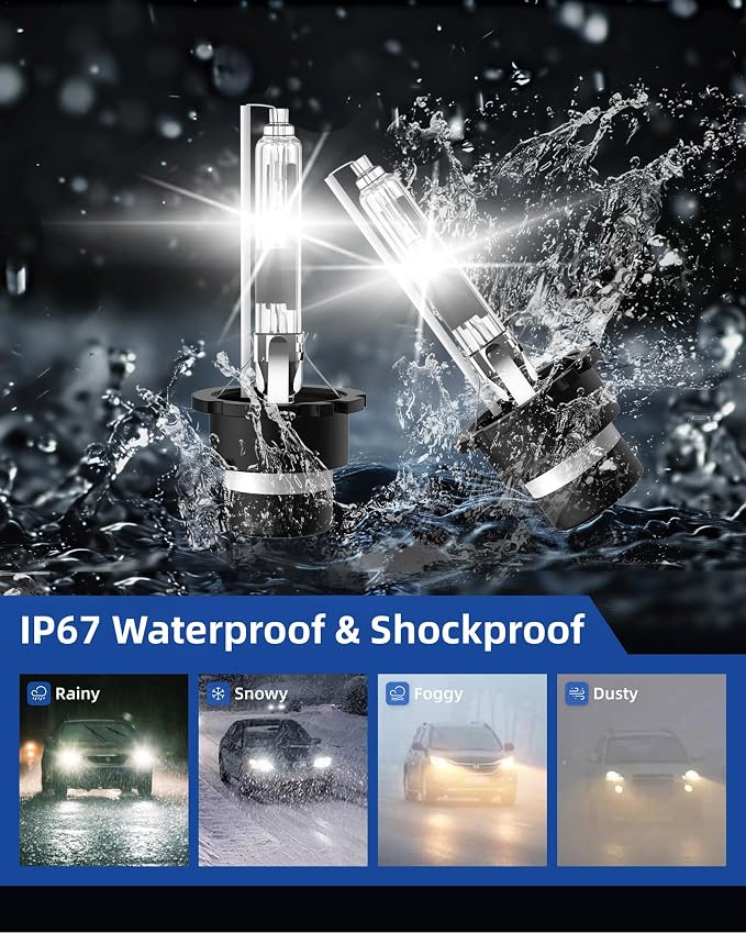 Sinoparcel D4R Xenon HID Headlight Bulbs - 6000K DC 12V 35W High Low Beam Replacement Lights, 42406 66450 42406WX- Pack of 2