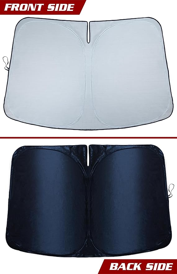 Magnelex Tesla Windshield Sun Shade for Model S 2012-2026 - Reflective Polyester Blocks Heat & Sun, Foldable Car Window Sun Blocker, Mirror Cut-Out, Fade-Resistant Sunshade, Tesla S Accessories
