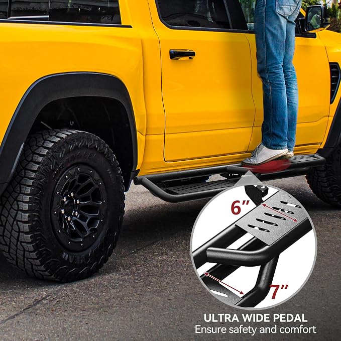 YITAMOTOR Running Boards Compatible with 2019-2026 Chevrolet Silverado/GMC Sierra 1500 Crew Cab, 2020-2026 2500HD 3500HD Crew Cab, Black Side Steps Rails Steel Nerf Bars (Excl. 2019 LD/Limited)