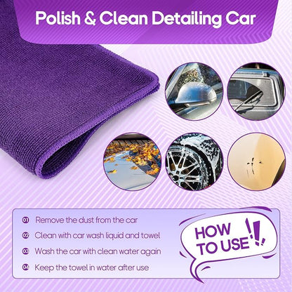2PCS Clay Towel Auto Detailing, Clay Bar Towel Cloth Auto Detailing for Car (12 x 12 in) (Purple)