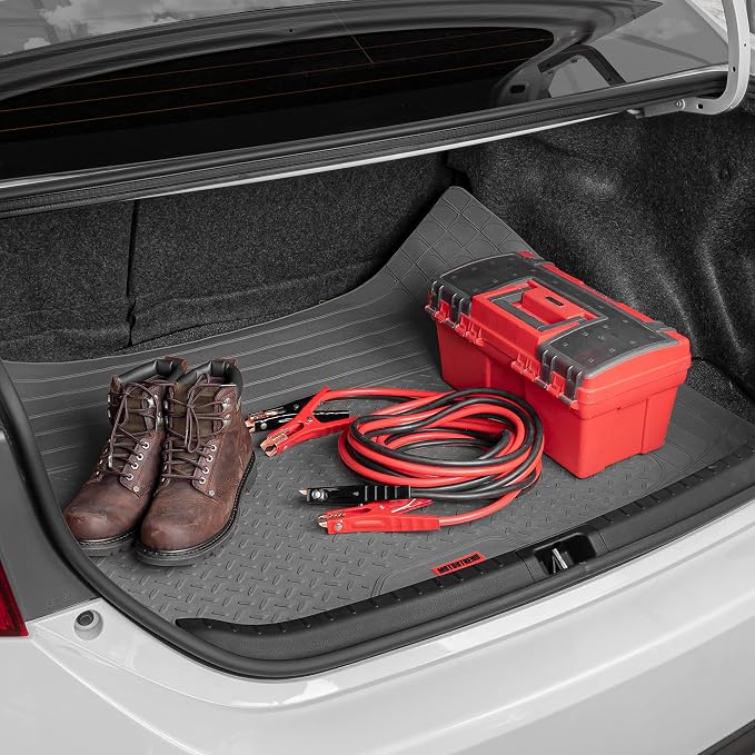 Motor Trend FlexTough Defender Floor Mats for Cars & TrunkShield Trunk Mat Set, Next-Gen Deep Dish Heavy Duty All Weather, Rubber Car Floor Mat Set for Auto Truck Van SUV