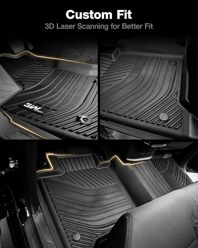 3W Floor Mats Fit 2022-2026 Toyota Tundra CrewMax Cab, TPE All Weather Custom Fit Floor Liner for Tundra SR/SR5/TRD PRO/Limited/Platinum/Castone Accessories Car Mats Easy Clean