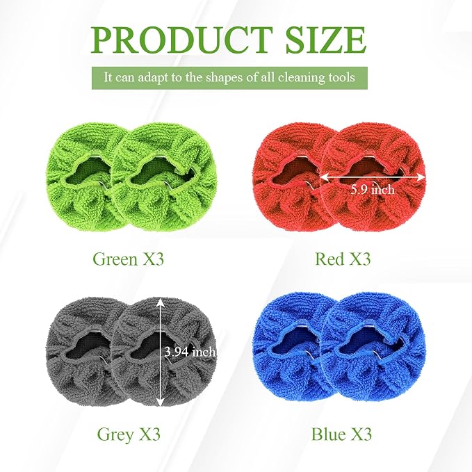 wuyaoyao 12PCS Car Windshield Cleaning Tool Bonnets, Microfiber Cleaning Cloth for Windshield Cleaning Tool, Replaced Car Care Microfiber Windshield Cleaner Cloths Pad, Fits 3" Plate (12PCS)