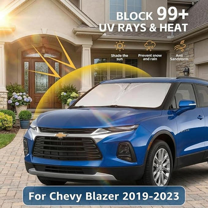 for Chevy/Chevrolet Blazer Windshield Sun Shade 2019-2023 Sunshade Front Window Shade Custom Fit Blazer Accessories Sun Visor Foldable Shade Blocks UV Rays Accessories