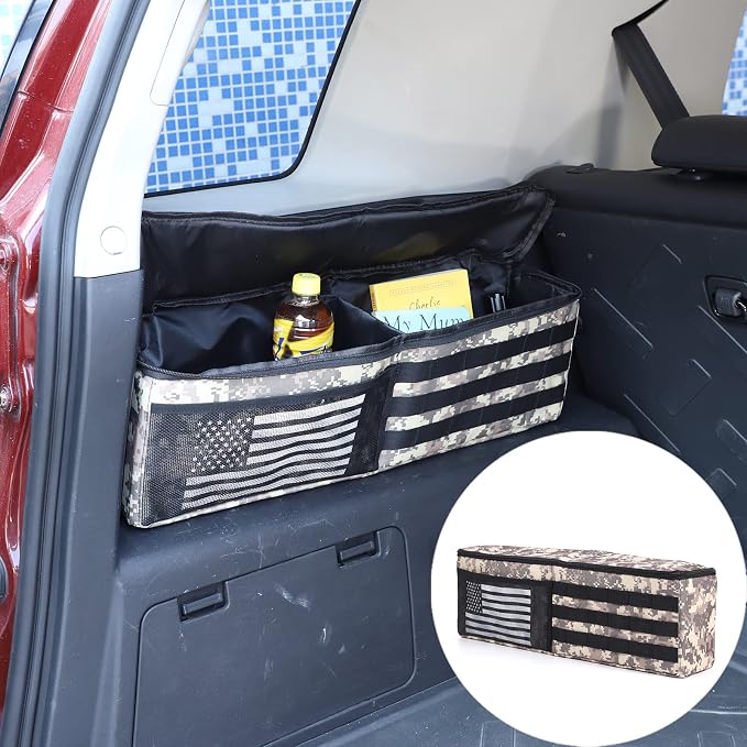 Aunginsy 1PCS Trunk Organizer Compatible with Toyota FJ Cruiser 2007-2021+, Car Left Side Trunk Storage Bag Backseat Hanging Storage Multi-Compartment Space Saving Accessories, With Camouflage Pattern
