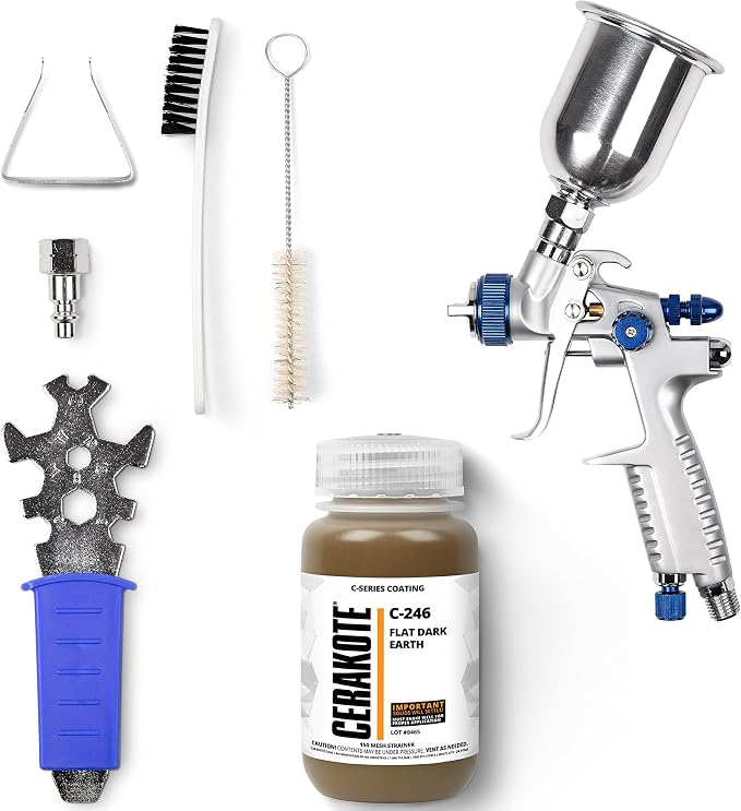 CERAKOTE® C-Series Flat Dark Earth 4 oz. Project Kit (C-246) - Everything Needed to Spray Air Cure - Durable, High Performance Ceramic Coating