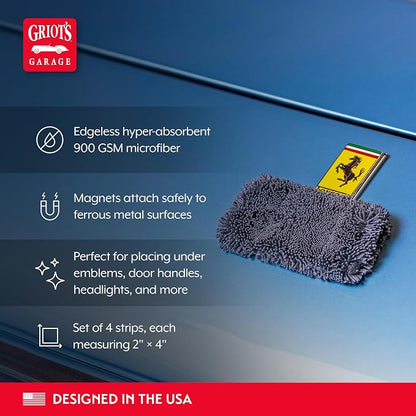 Griot's Garage PFM Trickle Trap, Hyper-Absorbent Car Drying Pads, Prevents Water Spots and Etching, Machine Washable, 2’ x 4”, Set of 4