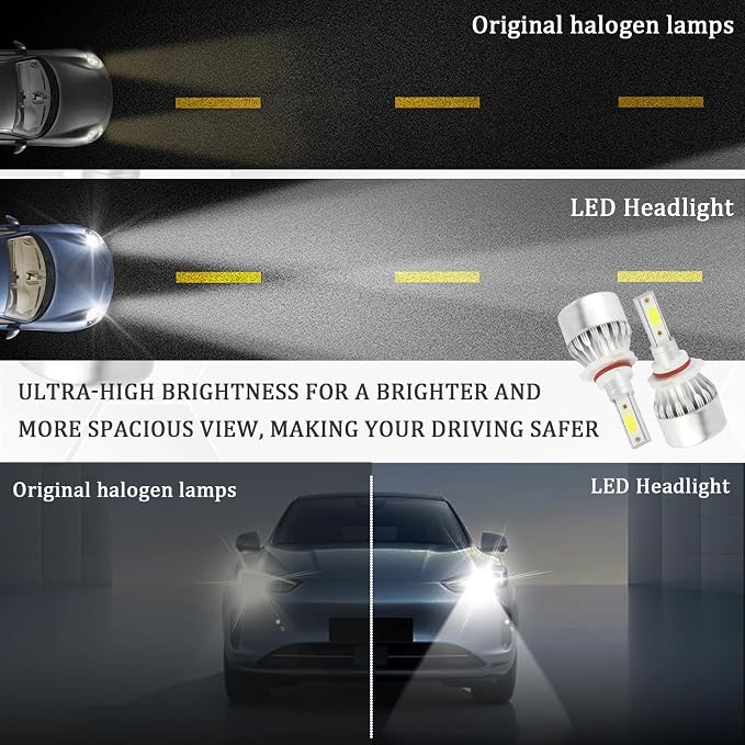 vvag 2PCS 9005/HB3 LED Bulbs for Automotive, 3800LM 6000K Car LED Headlight Bulb, Universal High Beam and Low Beam Car Accessories, Plug & Play Headlights for Most Cars Trucks SUVs