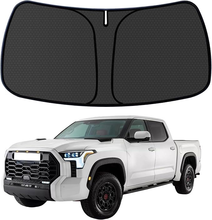Tundra Customized Windshield Sun Shade for 2007-2016 Tundra SR5 | Limited | Platinum | TRD Pro Front Window Sunshade Visor Protector Foldable Blocks UV Rays Keep Car Cooler Accessories