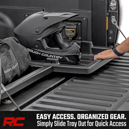 Rough Country Slide-Out Truck Bed Cargo Tray - Mid-Size Bed Organizer for 5' & Shorter Beds, Heavy-Duty Polyethylene, UV-Protected, Easy Tailgate Access