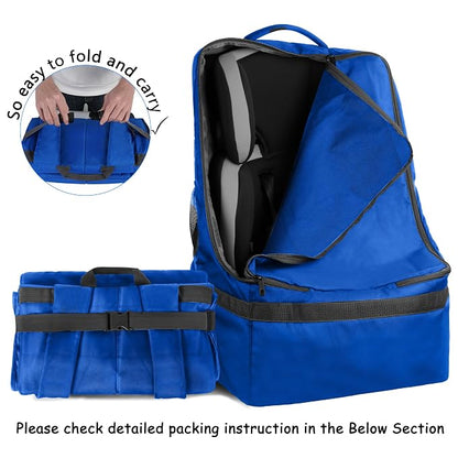 YOREPEK Car Seat Travel Bag, Padded Car Seats Backpack for Air Travel, Heavy Duty Carseat Travel Bag for Airplane, Airport Gate Check Bag (Blue)