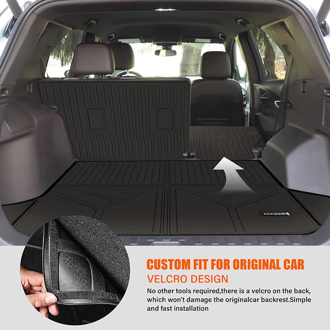Floor Mats &Trunk Mat for 2018-2024 Chevrolet Equinox/GMC Terrain with Backrest Mat All Weather TPE Rubber Cargo Liner Back Seat Protector for 2024 Chevy Equinox Accessories