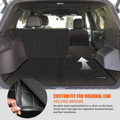 Floor Mats &Trunk Mat for 2018-2024 Chevrolet Equinox/GMC Terrain with Backrest Mat All Weather TPE Rubber Cargo Liner Back Seat Protector for 2024 Chevy Equinox Accessories