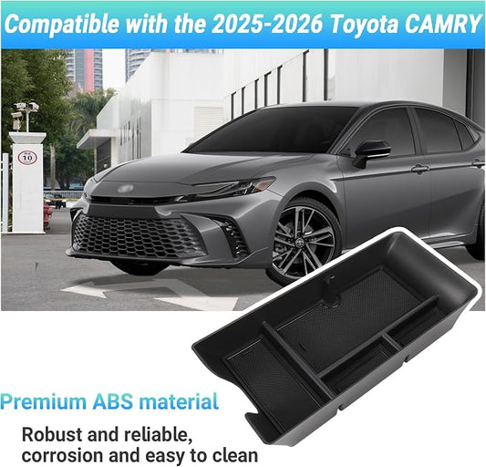 Center Console Organizer Compatible with 2025-2026 Toyota Camry Accessories, Armrest Storage Box Glove Organizer Tray Secondary Insert with Coin and Sunglasses Holder
