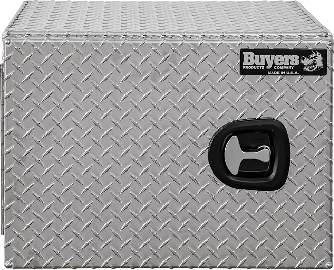 Buyers Products 1705200 Underbody Truck Tool Box with Barn Doors, 18x18x24 Inch, Diamond Tread Aluminum, Made in USA, Compression Latch, Weather Resistant, Toolbox for Flatbeds, Trailers & Work Trucks
