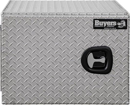 Buyers Products 1705200 Underbody Truck Tool Box with Barn Doors, 18x18x24 Inch, Diamond Tread Aluminum, Made in USA, Compression Latch, Weather Resistant, Toolbox for Flatbeds, Trailers & Work Trucks