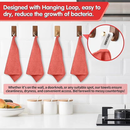 FIXSMITH Red Microfiber Cleaning Cloth -Pack of 8, Highly Absorbent Cleaning Rags, 16"X12" All Purpose Cleaning Towels for Housekeeping, Kitchen, Car, Lint Free and Reusable Microfiber Towels