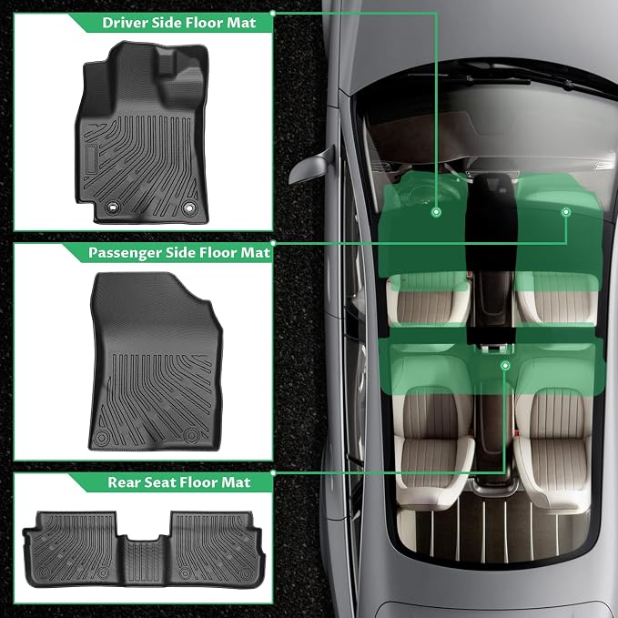 Floor Mats for Toyota Corolla 2009 2010 2011 2012 2013, Custom Fit Corolla Standard,LE,S XLE,XRS,L,LE/S Special Edition Mats, TPE Non-Slip Waterproof 2 Row Floor Liners Set