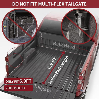 OEDRO Soft Quad Fold Truck Bed Tonneau Cover Compatible with 2020 2021 2022 2023 2024 2025 2026 Chevy Silverado 2500 3500 / GMC Sierra 2500 3500 HD 6.9 ft Bed