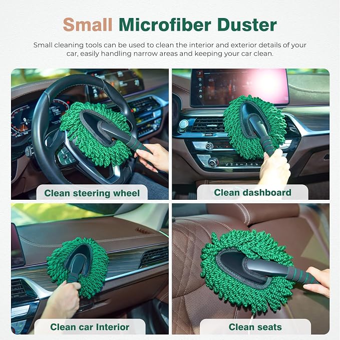 FLORICH Microfiber Car Duster Kit, Large Extendable Car Duster Exterior Scratch Free, Car Cleaning Brush Car Interior Detailing Kit, Car Cleaning Supplies for Cars RV Truck