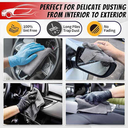 FIXSMITH Shop Towels, Pack of 200, Grey Microfiber Cleaning Cloth Bulk, Microfiber Towels for Cars, All-Purpose Absorbent Cleaning Rags, Dust Cloth for Automotive, Mechanic, Garage, 11.5 x 11.5 inch