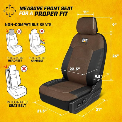CAT MeshFlex Seat Covers Full Set for Full-Size Pickup Trucks Only - Brown | Front Bucket Seat Covers & 60/40 Split Rear Bench Protector – Interior Accessories For F-150, Silverado, Ram, Sierra & Tundra