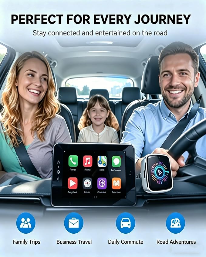 2-in-1 Wireless CarPlay & Android Auto Adapter+ 3FT Gray USB-A to USB-C Car Carplay Cable