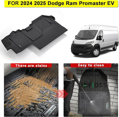 Floor Mats Fits 2024 2025 2026 Dodge Ram ProMaster EV, TPE All Weather Protection Car Front Row Mats, Black mat Accessories(Not Fit for Fuel)