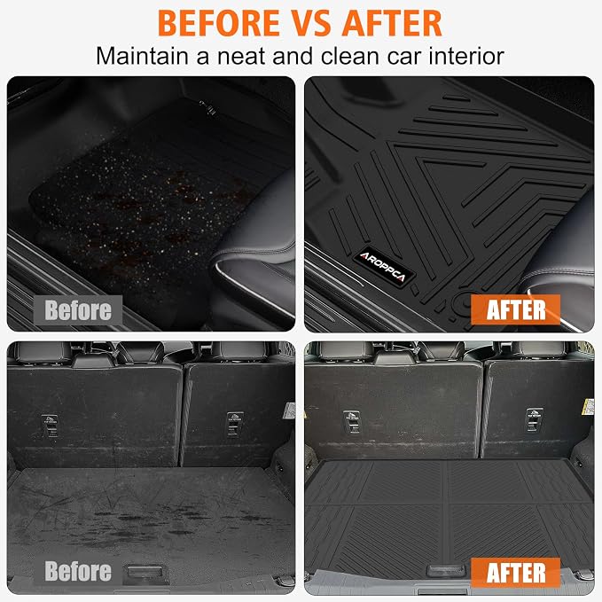 All Weather Floor Mats Cargo Liner for Ford Mustang Mach E 2021-2025 (NOT for Ford Mustang), TPE Rubber Floor Liners Anti-Slip Full Set Mats with Door Sill Protectors for 2025 Mach E Accessories