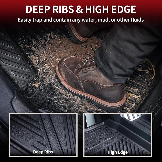 LASFIT Premium Extra Thick Floor Mats for Tesla Cybertruck 2023-2026 All Weather TPE Custom Fit Pickup Interior Accessories Front Rear Car Liner 1st & 2nd Rows Set, Black