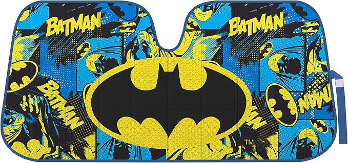 BDK Classic Batman Front Windshield Auto Shade, Accordion Folding Auto Sunshade for Car Truck SUV-Blocks UV Rays Sun Visor Protector, Keeps Your Vehicle Cool-58 x 27 Inch