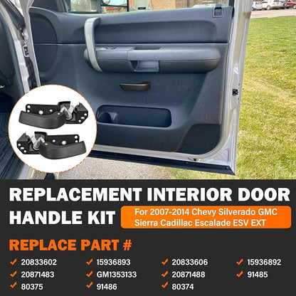 Interior Door Handles Left Right Front Rear Side Replaces 20833606 20833602 | Compatible with 2007-2013 Chevy Silverado Tahoe Suburban Avalanche GMC Sierra Yukon 1500 2500 3500 HD