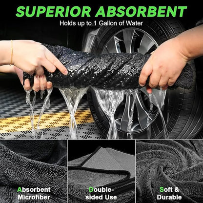 2-Pack Microfiber Towels for Cars 36"x24", Extra Large Ultra Absorbent Car Wash Drying Towels Detailing Supplies for SUVs and Trucks, No Streaks, Spots or Scratches