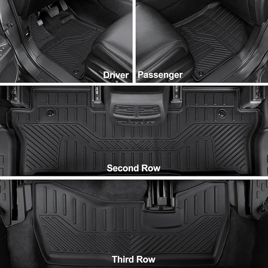 Floor Mats for 2016-2022 Honda Pilot 8 Passengers (No Elite Models), Cargo Mat with Backrest Mat All Weather Protection TPE Car Liner for Honda Pilot Door Sill Guards Accessories