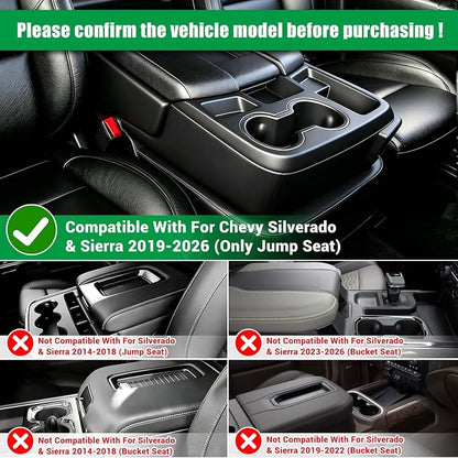 Center Console Hanging Organizer Box for Chevy Silverado/for GMC Sierra 1500 2019-2026 &for Silverado/Sierra 2500HD 3500HD 2020-2026,Jump Seat Accessories Fit Only Split-Bench Folding Seat