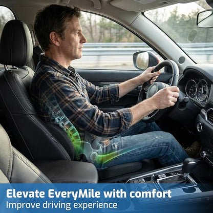 Seat Cushion,Office Chair Cushion with Lumbar Support,Memory Foam Car Orthopedic Cushion,Ergonomic Designed for Long Sitting,Tailbone & Back Pain Relief,Sciatica Pillow for Office,Car,Home Chair